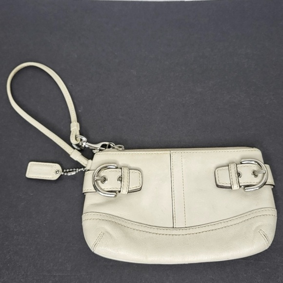 Coach Handbags - Coach Cream Leather Wristlet